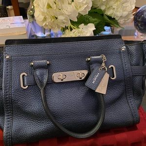 Coach blue leather swagger bag